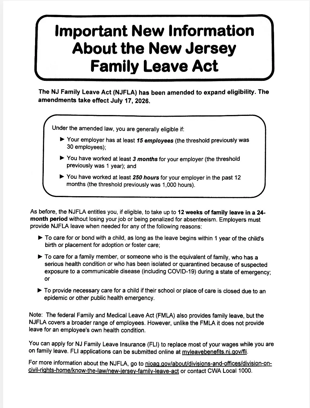 NJ FMLA